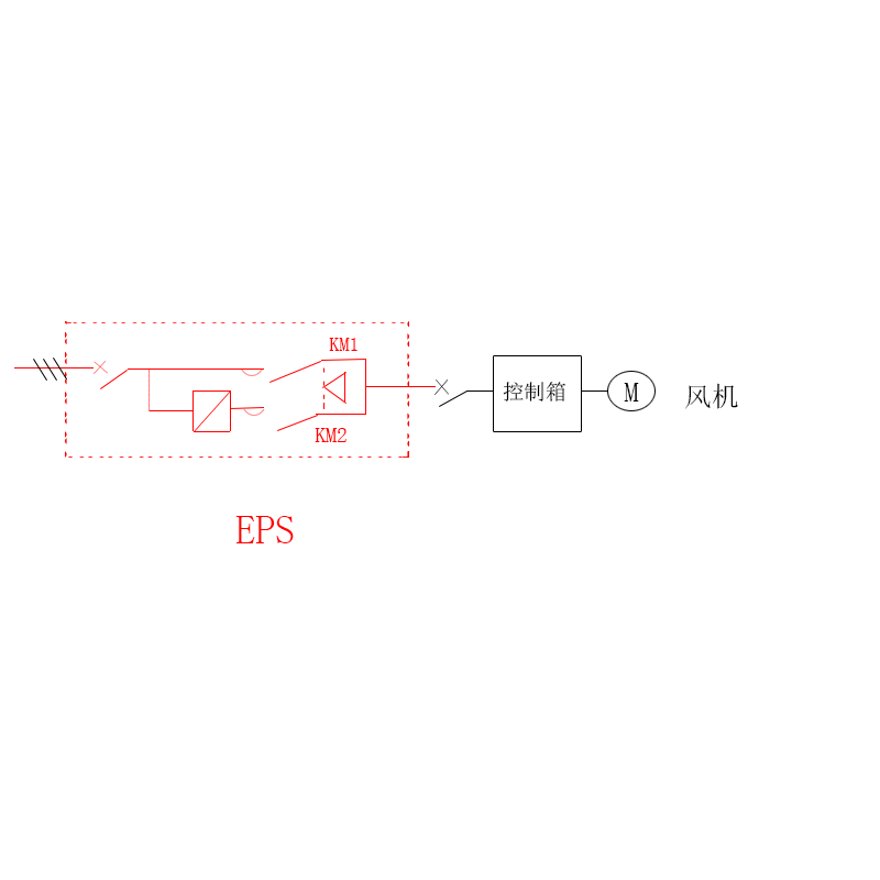 消防型EPS应急电源与风机相连接线图
